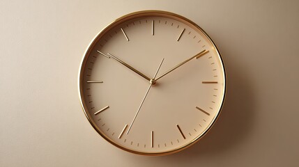 Beige wall clock with gold trim