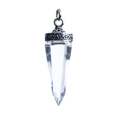 Crystal Point Silver Pendant on Transparent Background