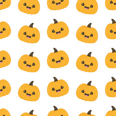 halloween seamless pattern with cute pumpkin