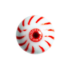 Single Red and White Eyeball Candy with Transparent Background