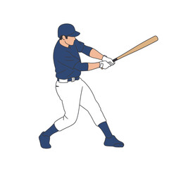 Obraz premium Baseball player swinging bat in athletic pose on white background 