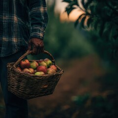 Person Carrying Basket of Apples