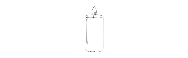 Candle continuous one line drawing. Burning candle symbol. Vector illustration.