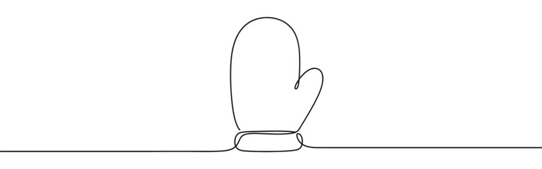 Mitten line art. Winter background. Gloves continuous one line drawing.