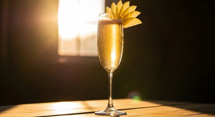 Elegant Champagne Cocktail with Pineapple Garnish in a Flute Glass.