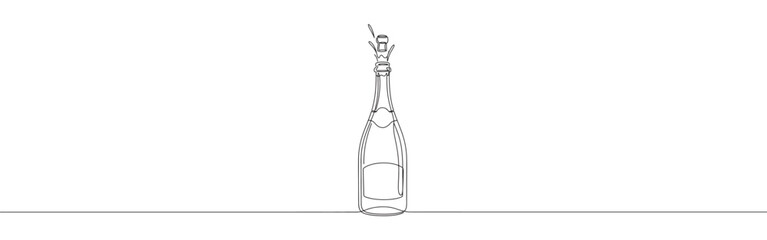 Champagne explosion continuous one line drawing. Design for New Year, Christmas, celebration, festival.