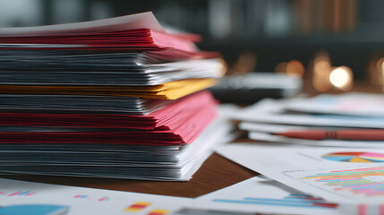 Business report finance paperwork office desk document stack analysis chart budget planning stack of business report, finance paperwork office