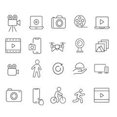 Media and Photography Line Icons Set