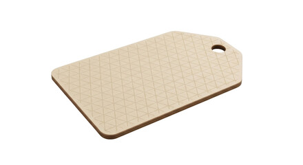 Isolated light brown price tag with geometric pattern on the surface and hole punch