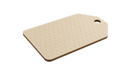 Isolated light brown price tag with geometric pattern on the surface and hole punch
