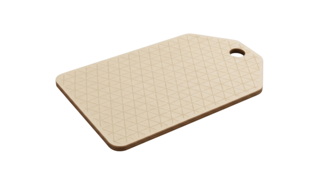 Isolated light brown price tag with geometric pattern on the surface and hole punch - Powered by Adobe