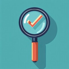 Colorful Minimal Illustration of a Magnifying Glass with Check Mark