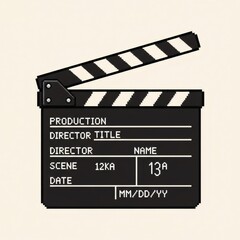 Obraz premium 黒板カットアウト白の背景に映画の制作