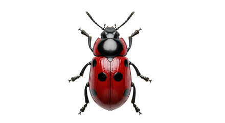 Naklejka premium Isolated red and black beetle with antennae and legs, close-up studio shot, detailed insect