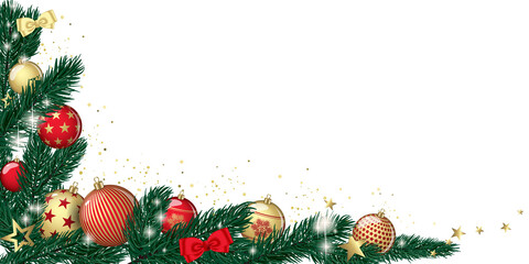 christmas garland with golden baubles and red decorations
