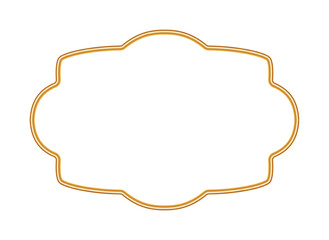 Fototapeta premium Golden shiny luxury 3d frame, ornamental border. Realistic oriental window, stamp, magic portal, arabesque frame, seal. Indian decorative element. Vector illustration for certificate, stamp, vignette