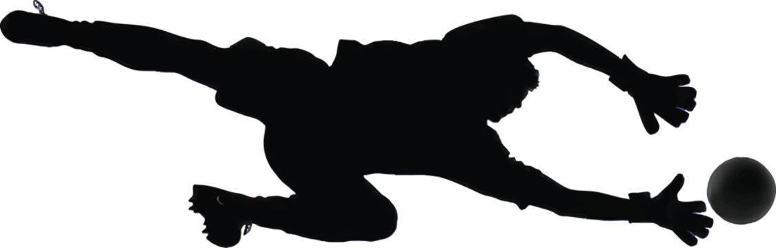 black silhouette diving for ball clip art preview