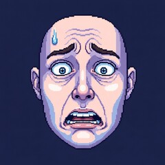 青ざめた顔の苦悶の表情ピクセルアート表現