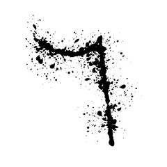 Hand drawn Arabic number 6 with ink splash effect. Black artistic digit in grunge splattered style. Vector illustration isolated on white background.