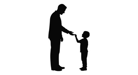 A father and son share a touching moment a dark silhouette