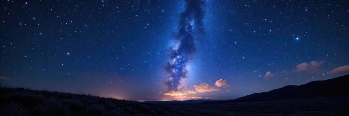 Fototapeta premium Mesmerizing Celestial Tapestry A Long Exposure Photograph of Countless Stars Illuminating the Night Sky