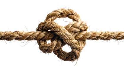 Close-up of a complex, intricate rope knot, isolated on black