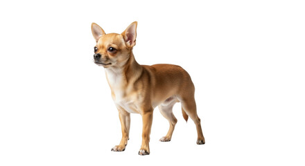 Isolated Chihuahua dog breed, full body studio shot, smooth coat short haired pet animal