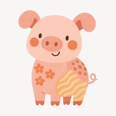 Obraz premium Cute patchwork pig illustration