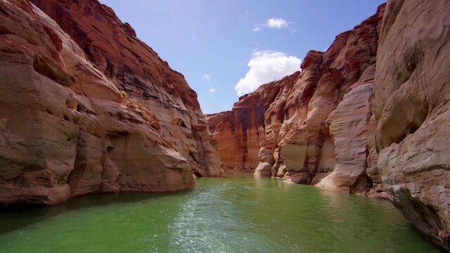 Beginning of the Grand Canyon at Lake Powell. Lake Powell is a reservoir on the Colorado River, straddling the border between Utah background