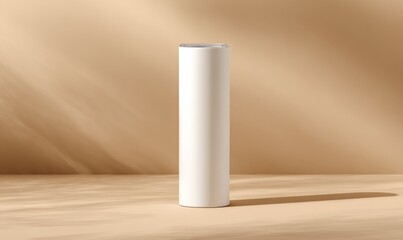 Minimalist White Cylinder on Soft Neutral Background
