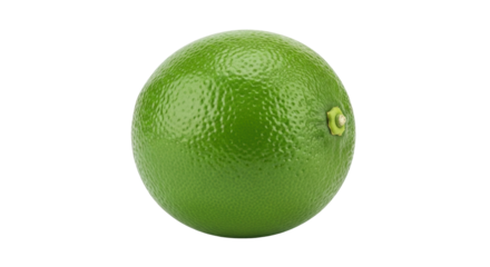 Isolated Citrus aurantifolia, a green lime fruit with a textured rind, on a blank backdrop