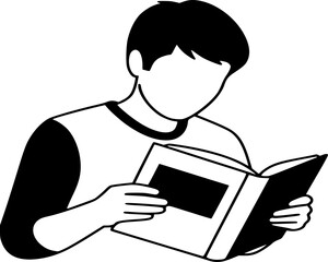 Student Reading Book Icon vector. line and solid illustration
