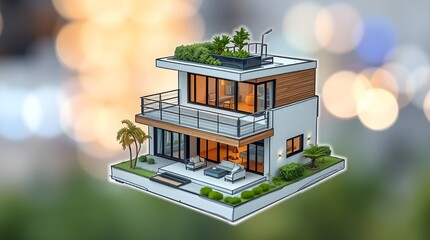 factory in the night 3d render of a modern building