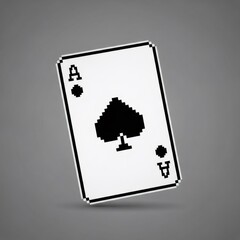 スペードのエース 白黒のピクセルアート カード
