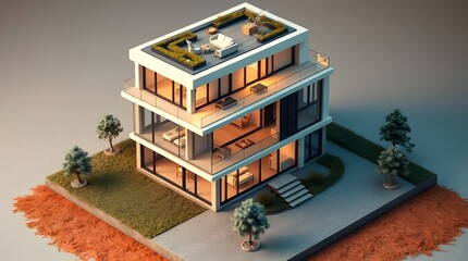 3d render of a modern building