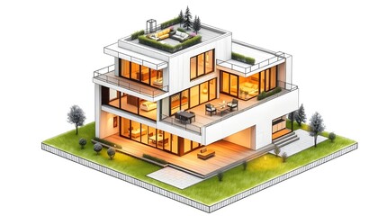 isometric view of a modern building