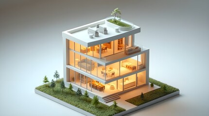 3d render of a modern building in 3d