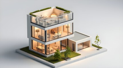 modern house in the city 3d render of a modern building