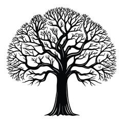 Vector art of a bare tree silhouette