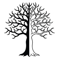 Vector art of a half-filled tree silhouette symbolizing duality