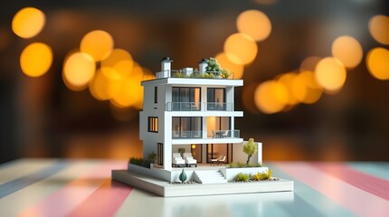 toy house in the night 3d render of a modern building