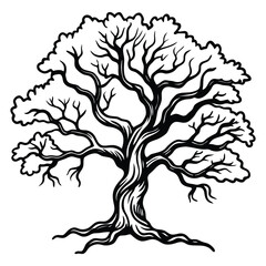 Vector art of gnarled tree silhouette