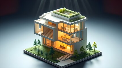 3d render of a modern building