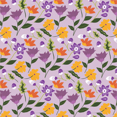 Floral fabric design with colorful flowers