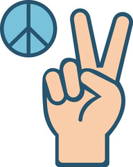 Peace Hand Sign with Symbol Illustration