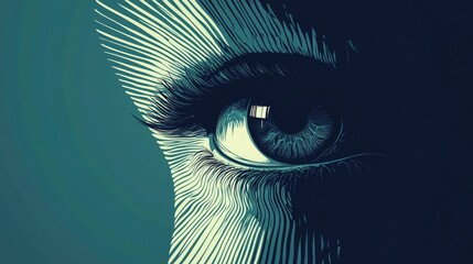 Intense eye detail art, captivating gaze with mesmerizing blue iris, perfect for thought-provoking designs and artistic projects, a powerful symbol of vision and perception