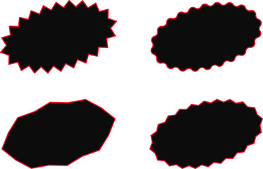 Black friday sticker. Red shopping labels collection. Sale or discount sticker. Starburst sticker set. Special offer price tag. Supermarket promotional badge. Promo stickers with star edges. Vector.