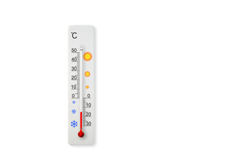 Thermometer isolated on transparent background. Ambient temperature minus 15 degrees