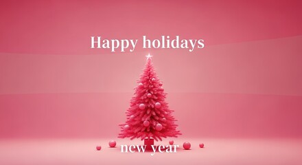 Pink Christmas Tree with Star Topper and Baubles on Matching Pin