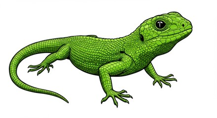 Obraz premium Detailed illustration of a green lizard with scales standing out in high resolution